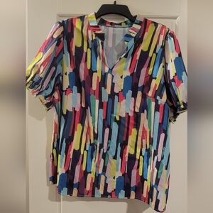 SHEIN Multicolor Abstract Print Blouse